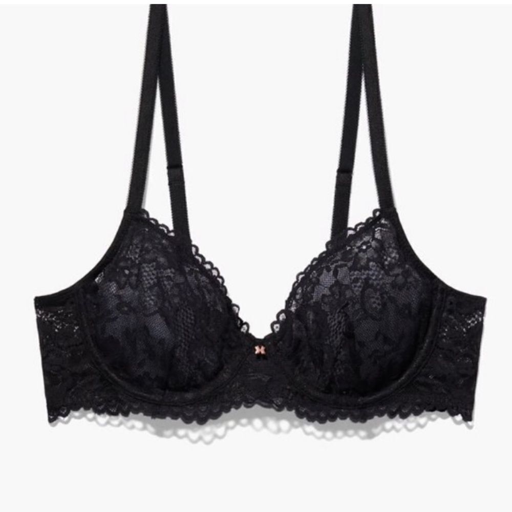 Savage x Fenty Lightly Padded lace bra-underwire, Black 40DDD Nwt